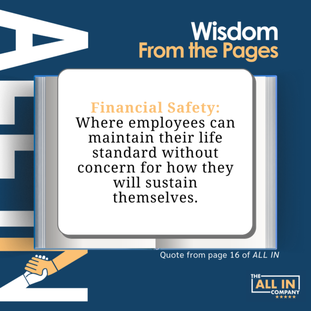An infographic promoting workplace safety with a quote on maintaining life standard without sustaining themselves, from "the all in company.
