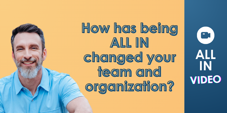 Corporate motivational graphic featuring a smiling man with a slogan asking about the impact of commitment on a team and organization.