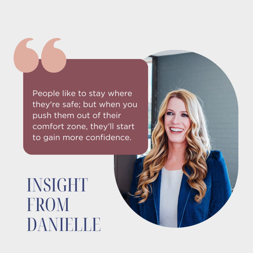 Motivational quote on personal growth featuring a smiling woman named danielle.