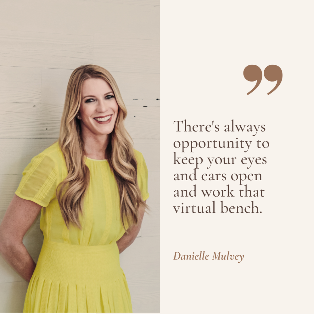 A woman in a yellow dress smiling beside an inspirational quote.