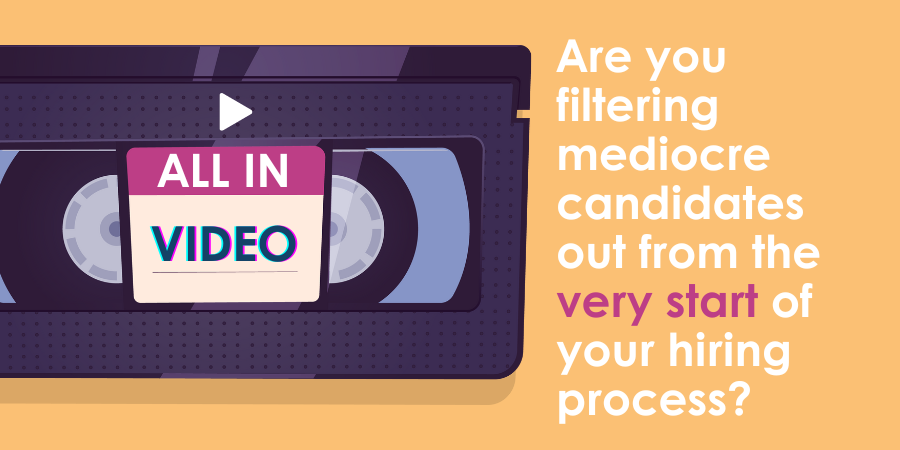 Illustration of a video cassette with a text overlay questioning recruitment filtering strategies.